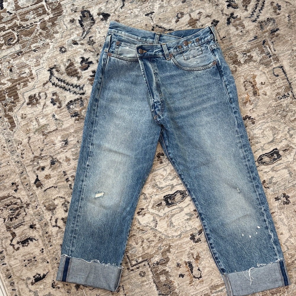 R13 Distressed Blue Boyfriend Jeans - Picture 4 of 4